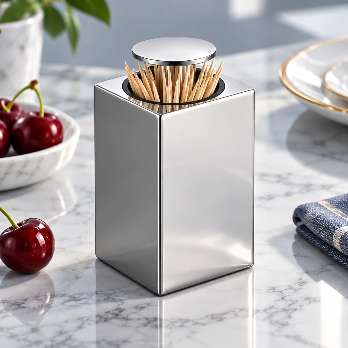 Automatic Toothpick Dispenser Push Button Compact Stand