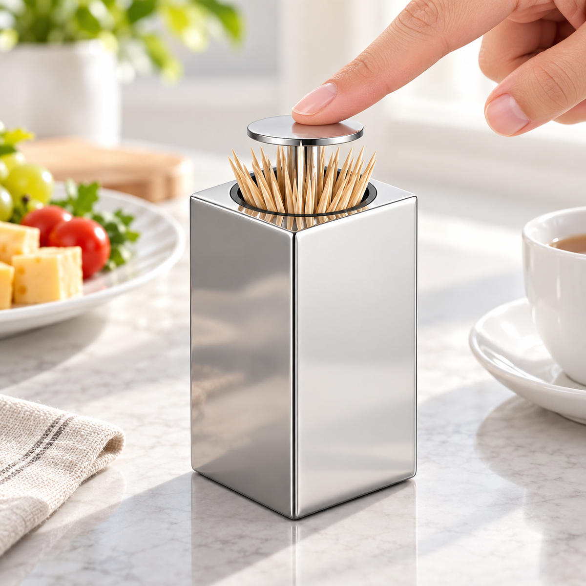 Automatic Toothpick Dispenser Push Button Compact Stand