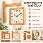 Battery Operated Wall Clock Wooden Analog Modern Design