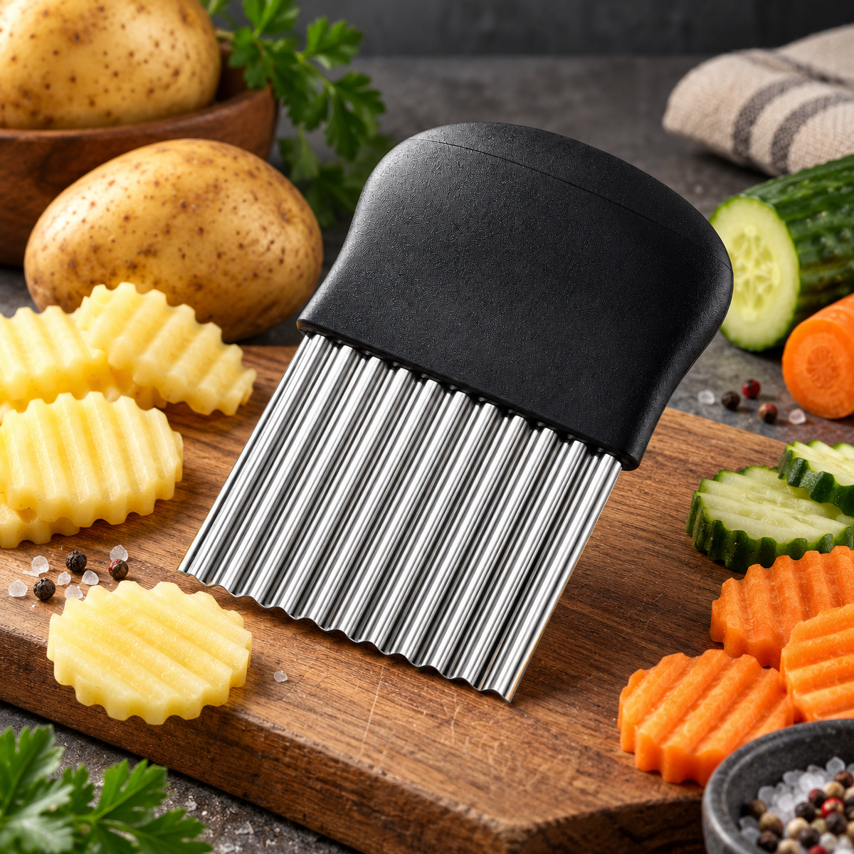 Comfortable Handle Wavy Knife Rust Resistant Design