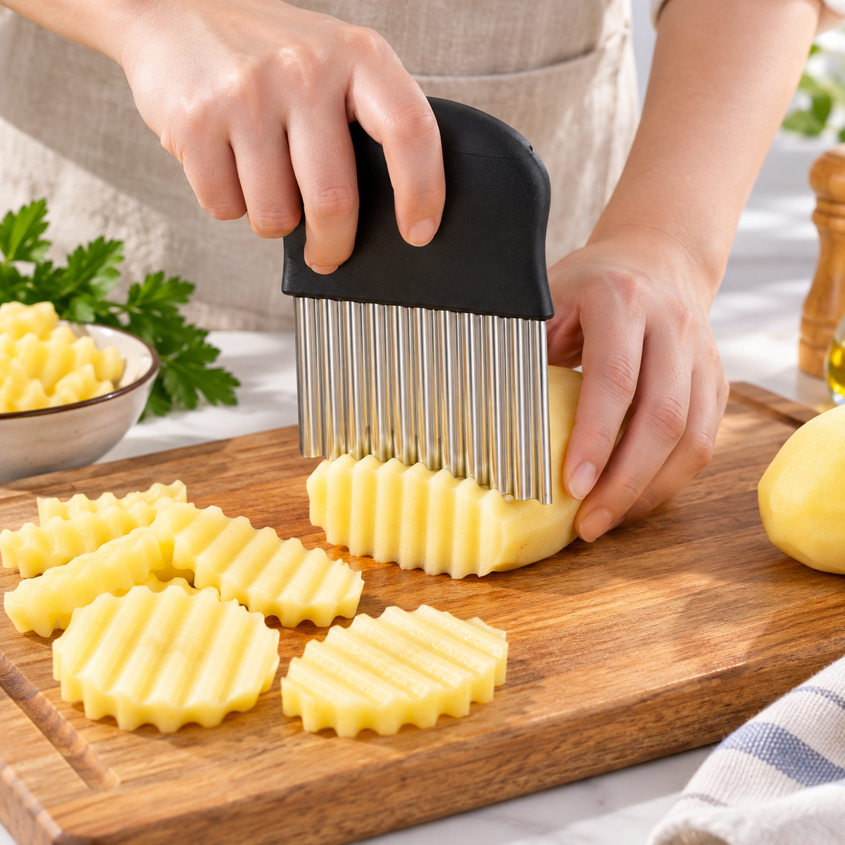 Comfortable Handle Wavy Knife Rust Resistant Design