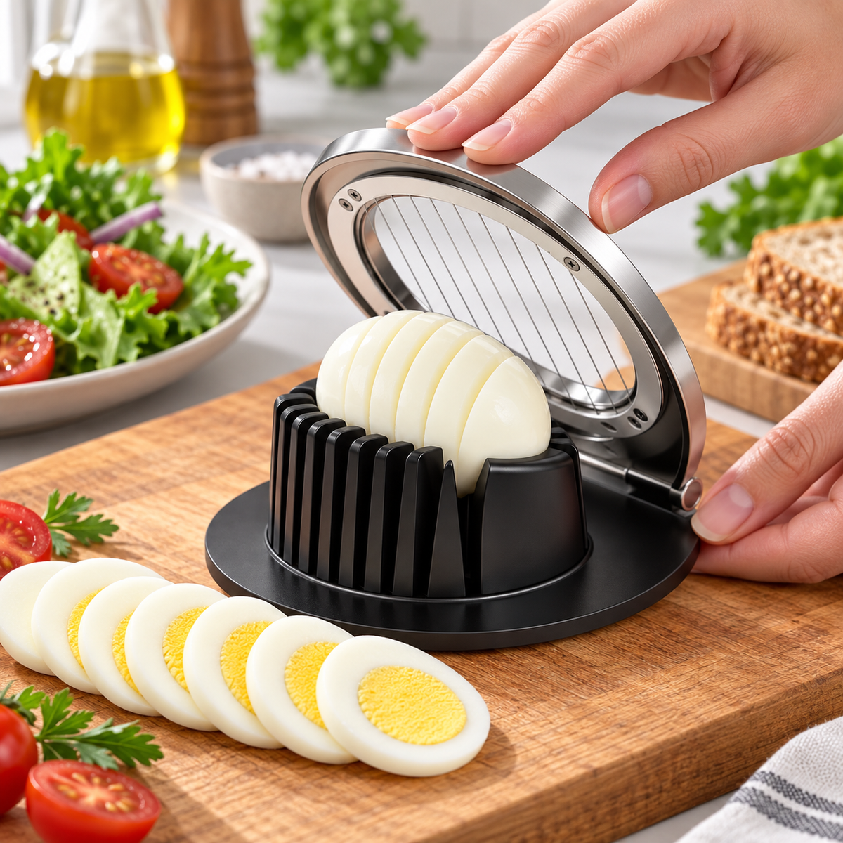 Egg Slicer Stainless Steel Cutter Wire Frame Handle