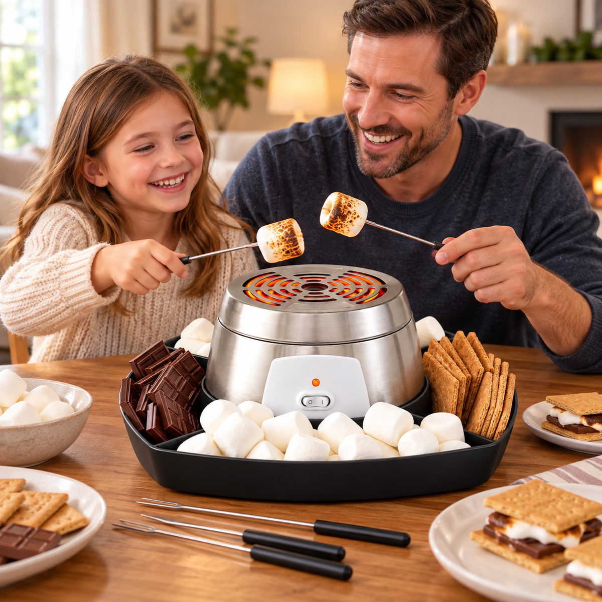 Electric Marshmallow Toaster Serving Tray Skewers Indoor Fun