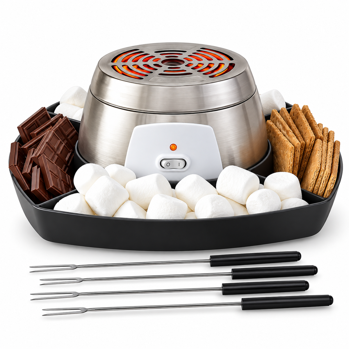 Electric Marshmallow Toaster Serving Tray Skewers Indoor Fun
