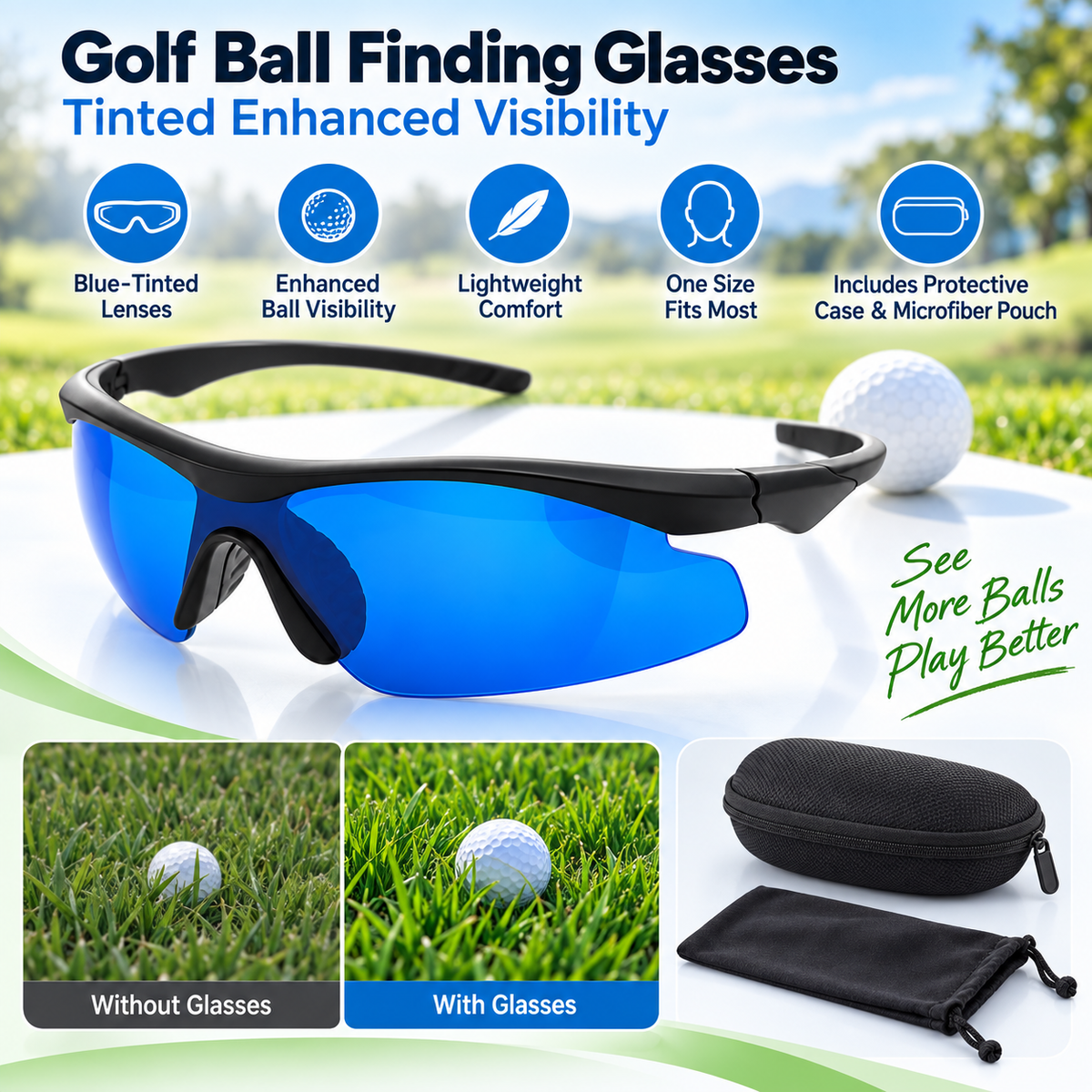 Golf Ball Finding Glasses Tinted Enhanced Visibility
