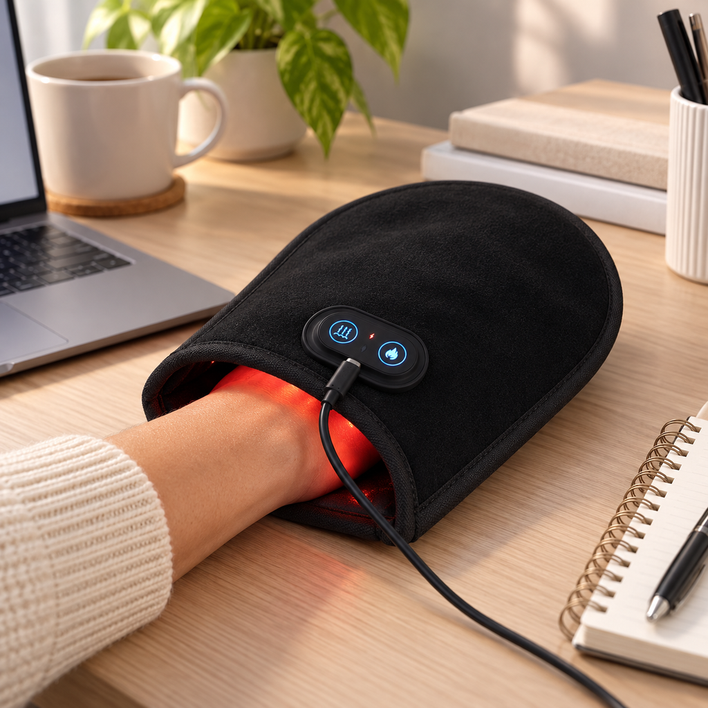 Hand Pain Relief Mitten LED Therapy Adjustable Fingerless