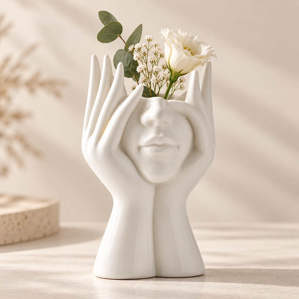 Handmade Sculpted Face Vase