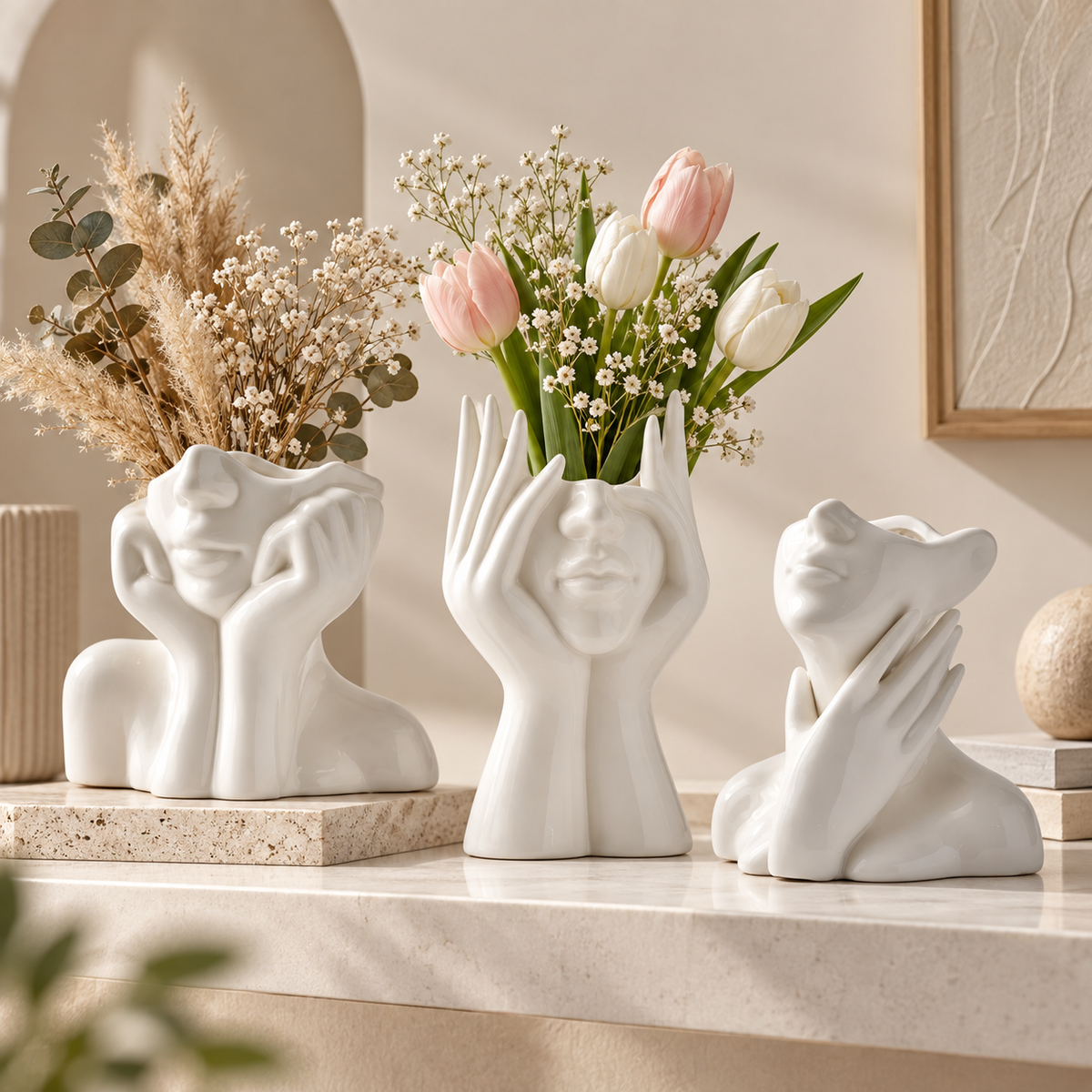 Handmade Sculpted Face Vase