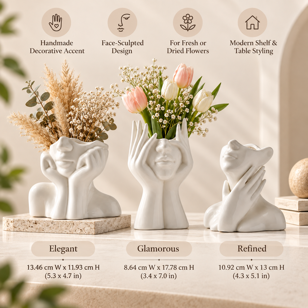 Handmade Sculpted Face Vase