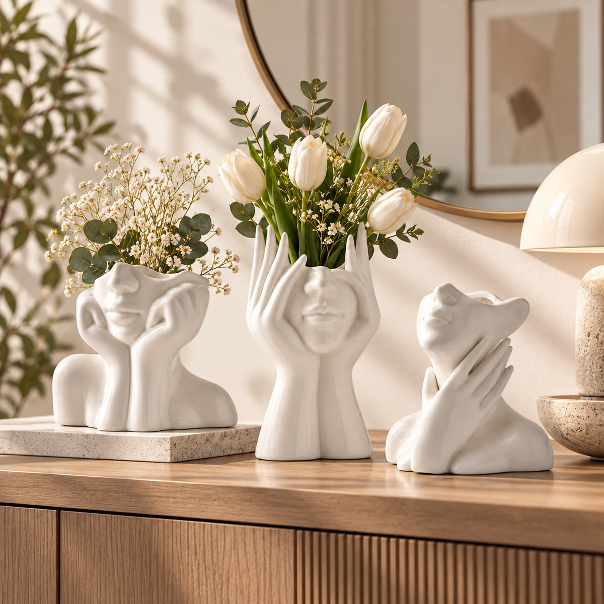 Handmade Sculpted Face Vase