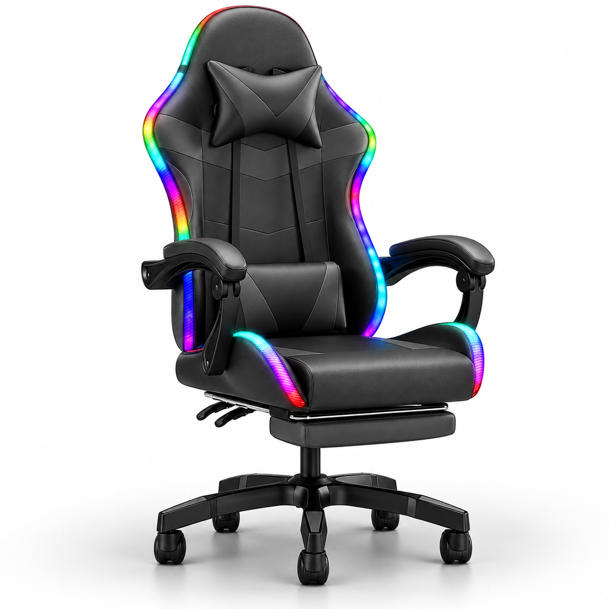 High Back Gaming Chair Rgb Recline Headrest Lumbar Support