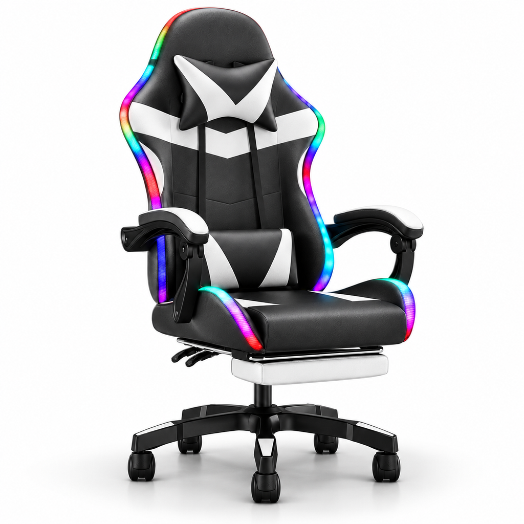 High Back Gaming Chair Rgb Recline Headrest Lumbar Support