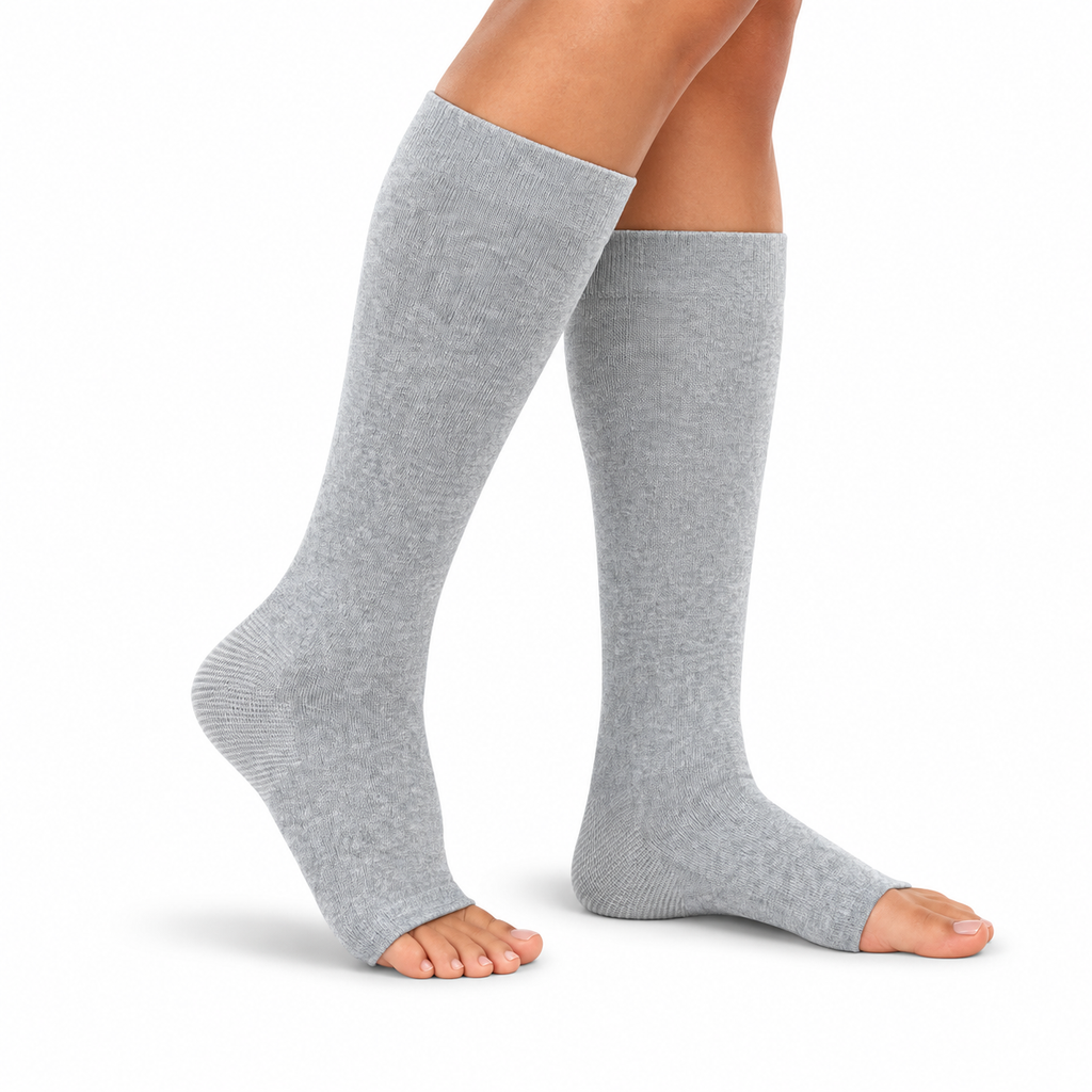 Open Toe Compression Socks Bamboo Stretch Knee High
