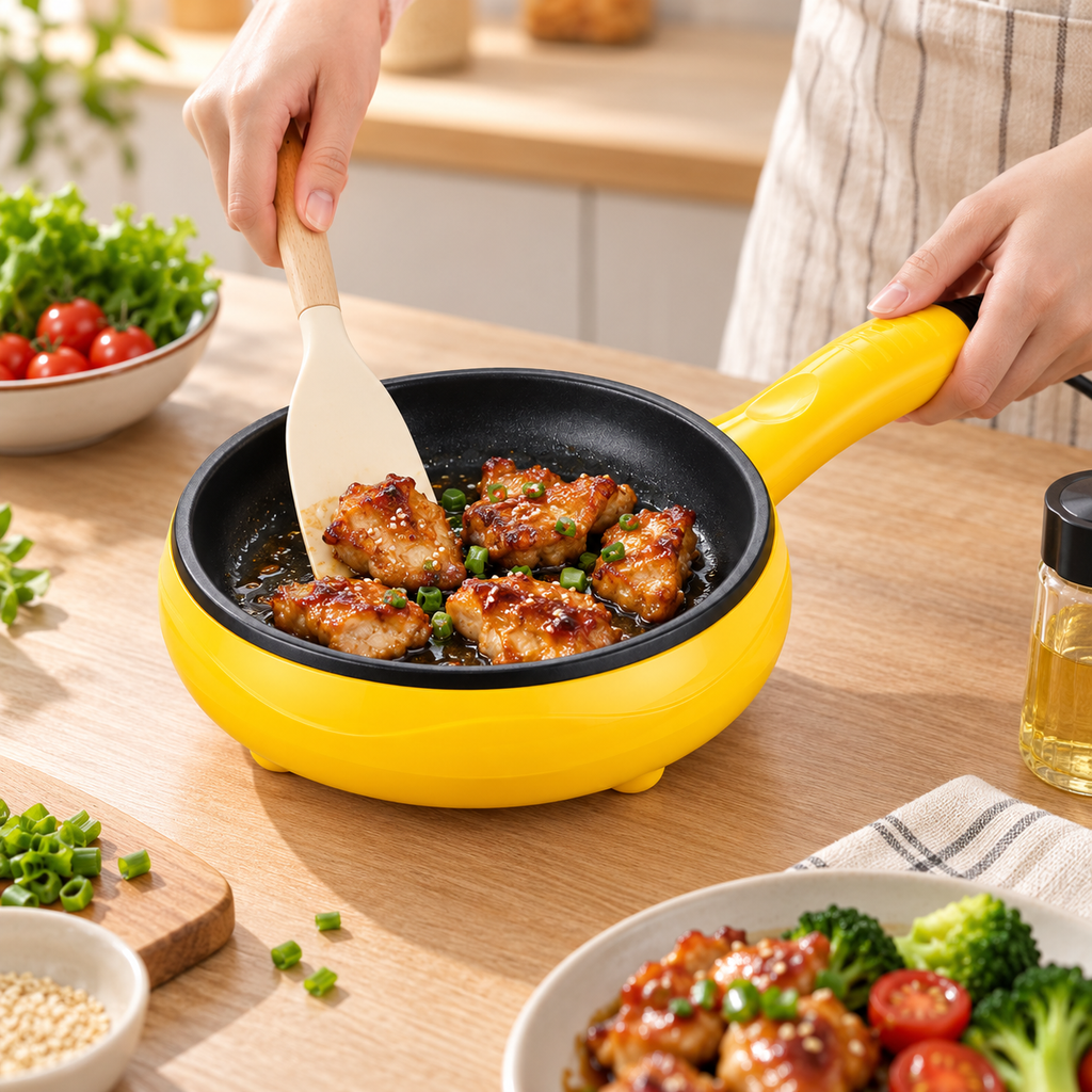 Portable Electric Mini Frying Pan Compact Non Stick Design