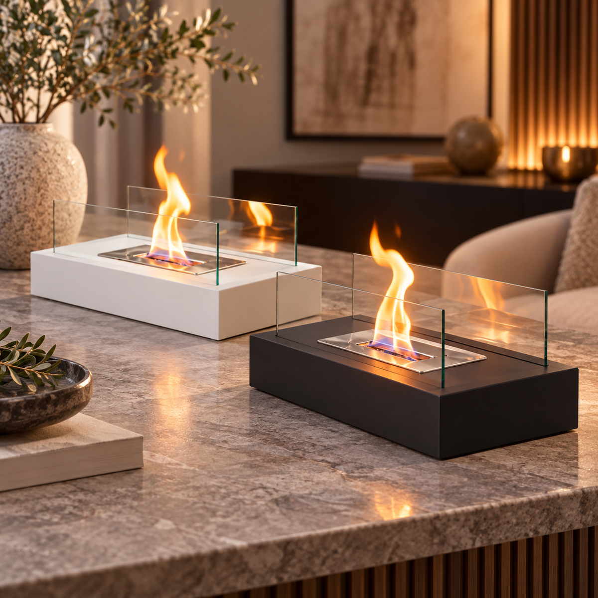 Portable Tabletop Fireplace Modern Indoor Decor Home