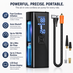 Portable Air Pump Electric Auto Shutoff Compact Cordless