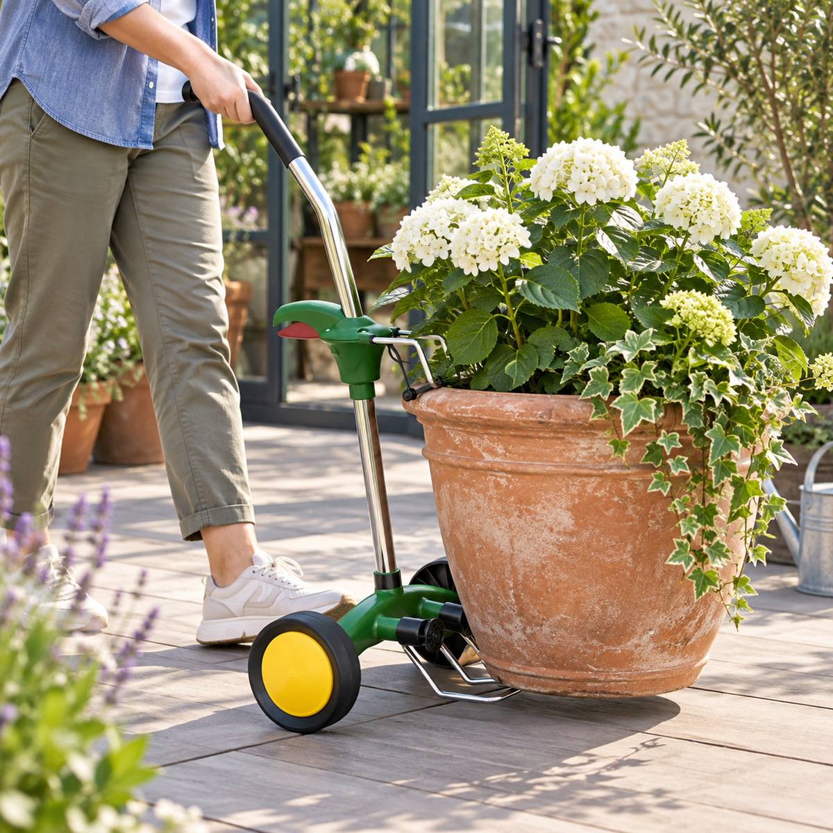 Potted Plant Mover Adjustable Dolly Heavy Duty Wheel Lock