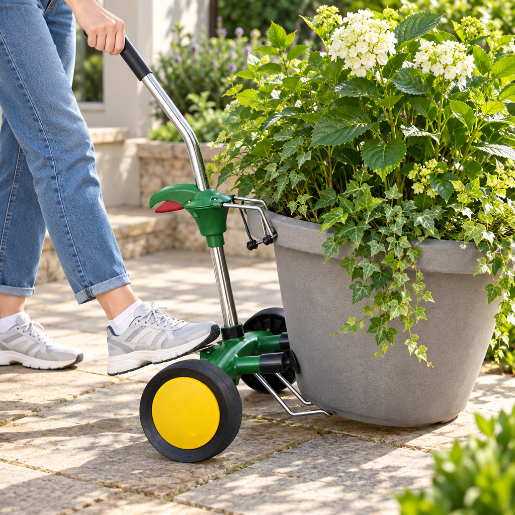 Potted Plant Mover Adjustable Dolly Heavy Duty Wheel Lock