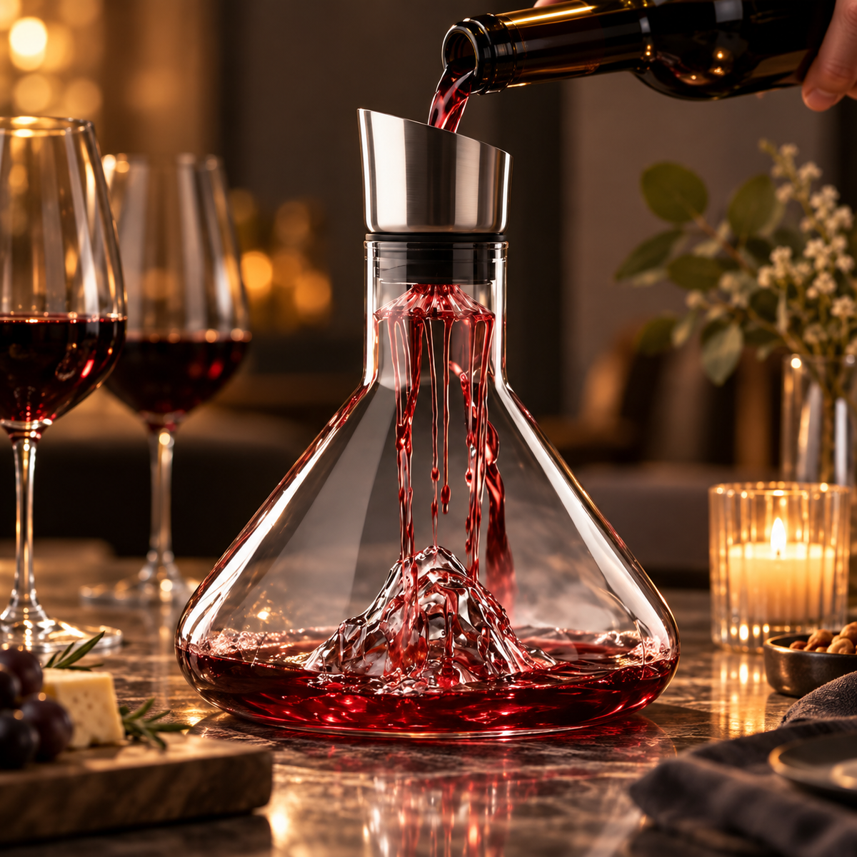 Premium Wine Decanter Mountain Design Elegant Pouring Spout