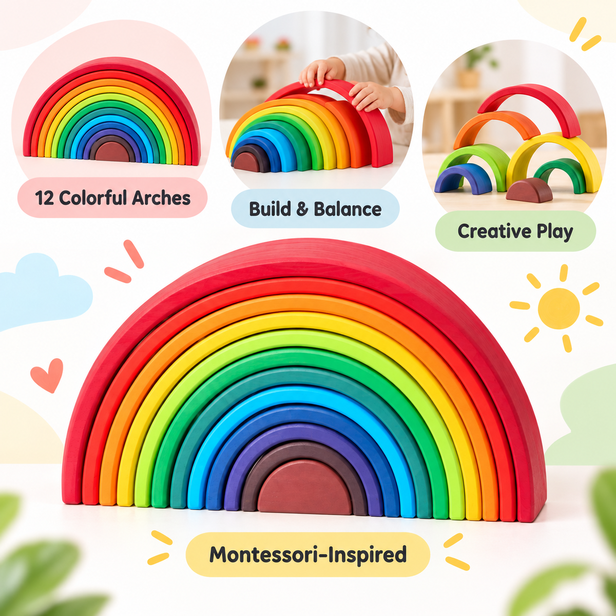 Rainbow Stacking Toy Educational Colorful Stacking Arches