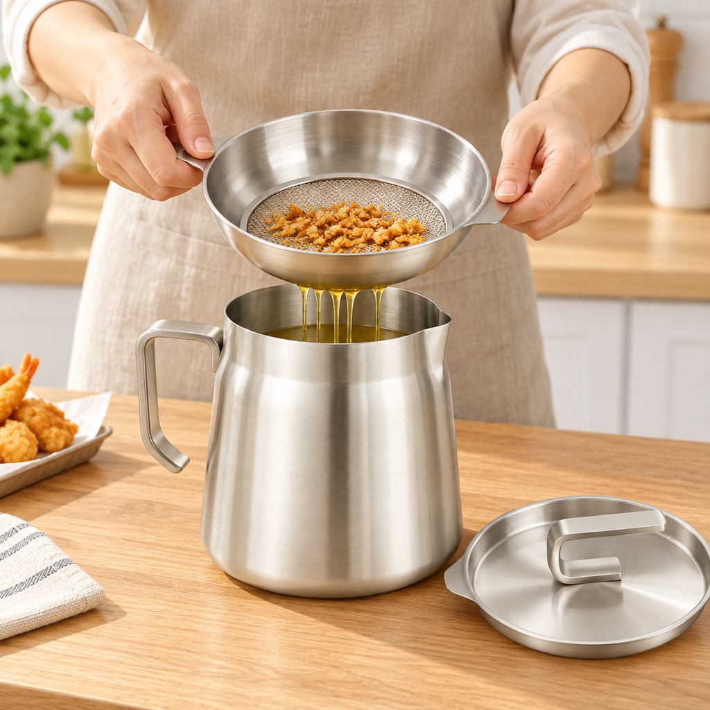 Reusable Cooking Oil Strainer Stainless Steel Frying Pot