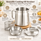Reusable Cooking Oil Strainer Stainless Steel Frying Pot