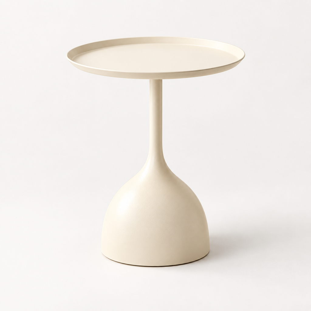Round Metal Modern Side Table Pedestal Minimalist Design