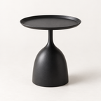 Round Metal Modern Side Table Pedestal Minimalist Design