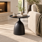 Round Metal Modern Side Table Pedestal Minimalist Design