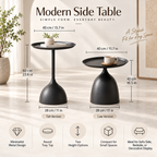 Round Metal Modern Side Table Pedestal Minimalist Design