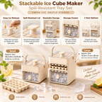 Stackable Ice Cube Maker Spill Resistant Tray Set