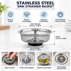 Stainless Steel Sink Strainer Kitchen Filter Drain Basket