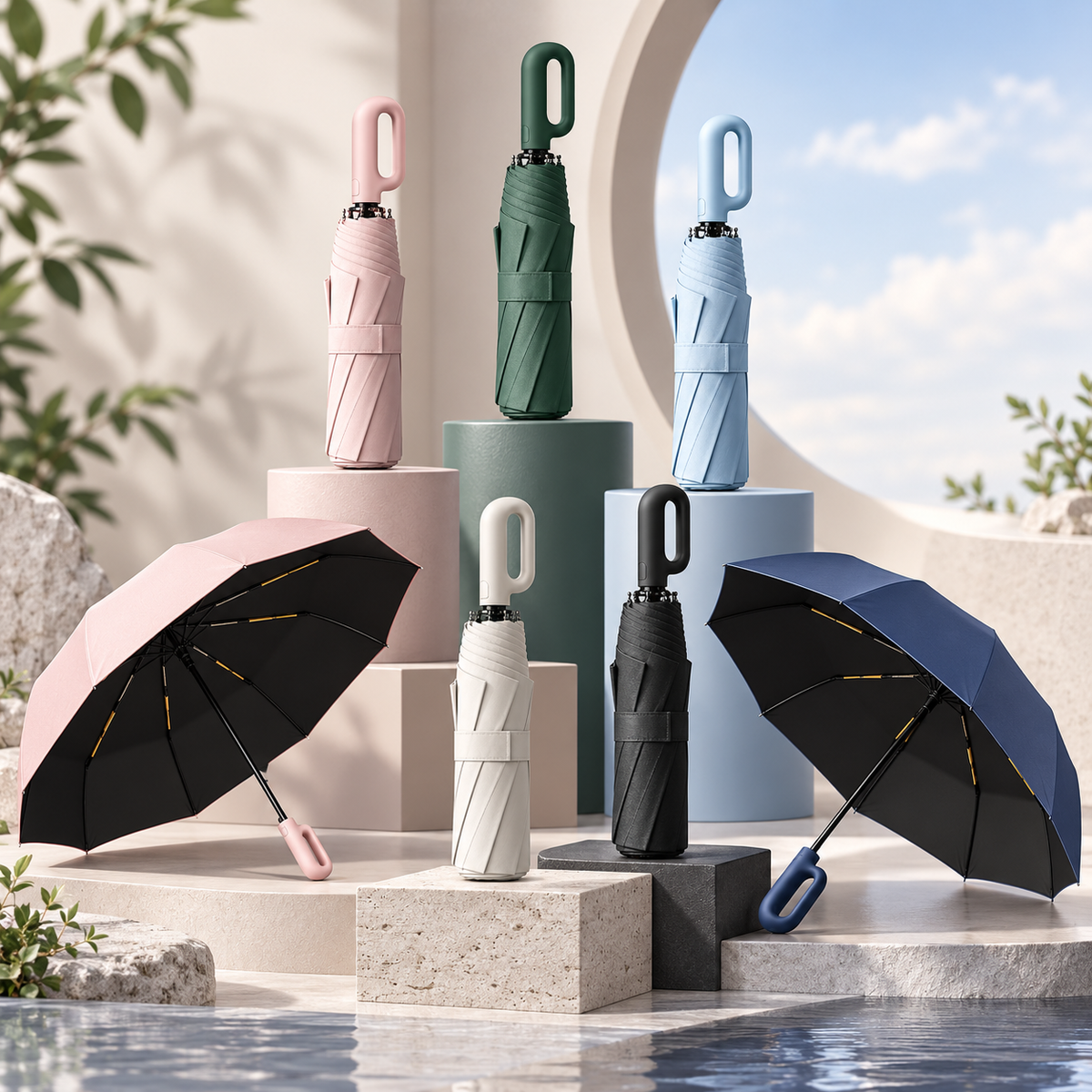 Wind Resistant Automatic Umbrella Travel Friendly Design