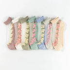 Ankle Socks Lace Trim Floral Comfortable Fit