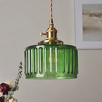 Green Glass Pendant Light Adjustable Hanging