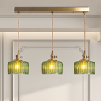 Green Glass Pendant Light Adjustable Hanging