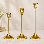 Gold Taper Candlestick Holders, Set of 3