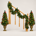 Prelit Holiday Garland & Entrance Tree Set