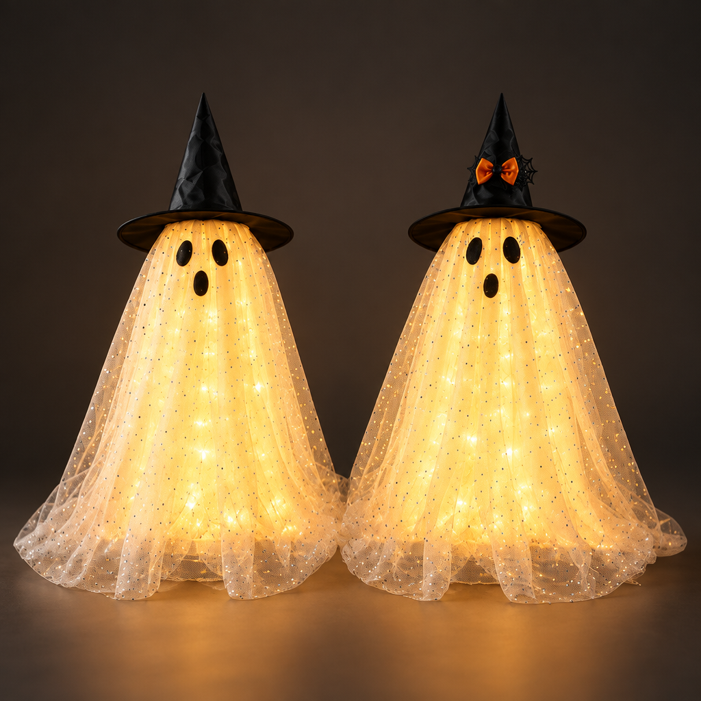 Light-Up Halloween Ghost Decorations, Set of 2