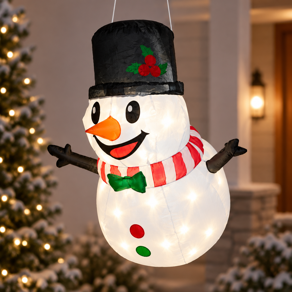 Inflatable Hanging Snowman with LED Lights