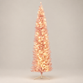 7ft Pencil Christmas Tree with LED Lights, Pink