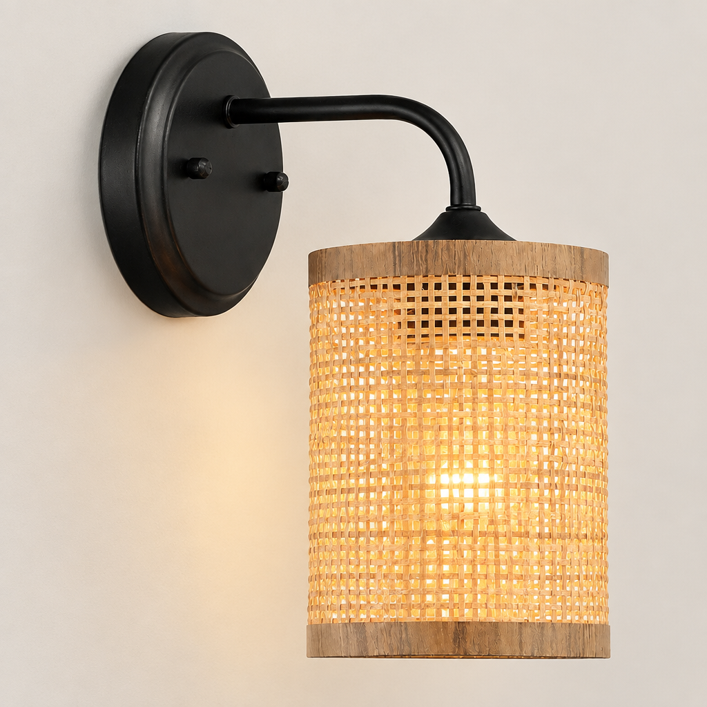 Rattan Shade Wall Sconce