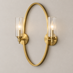 Ribbed Glass Wall Sconce, Satin Brass
