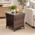 Rattan and Glass Side Table