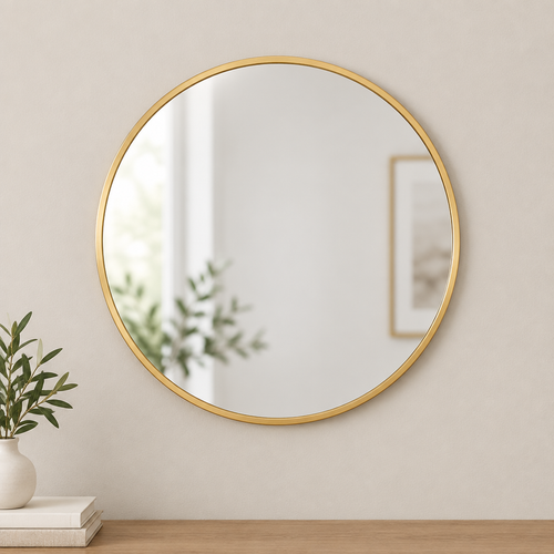 24in Round Gold Wall Mirror
