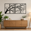Luxury Metal Wall Art Decor Set Of 4 - Black Tree Of Life Sculpture