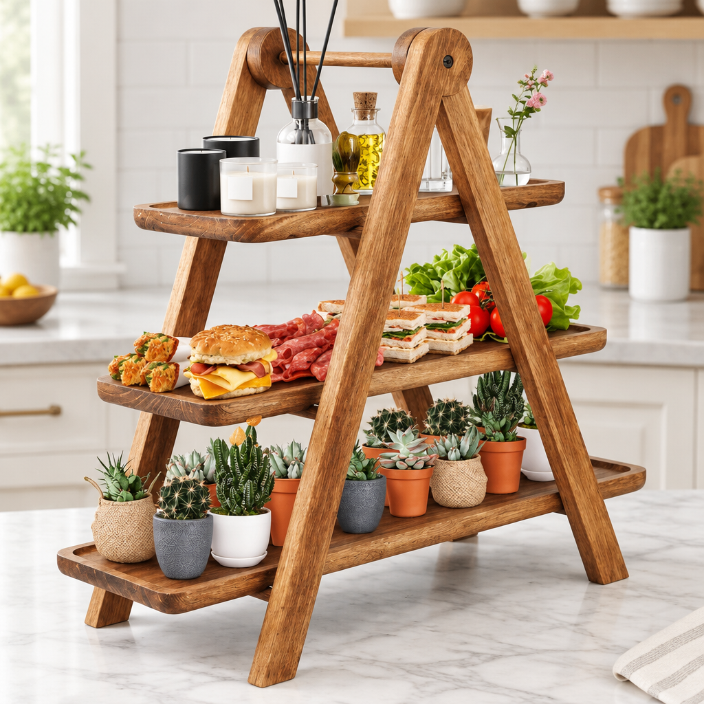 3 Tier Wooden Serving Tray