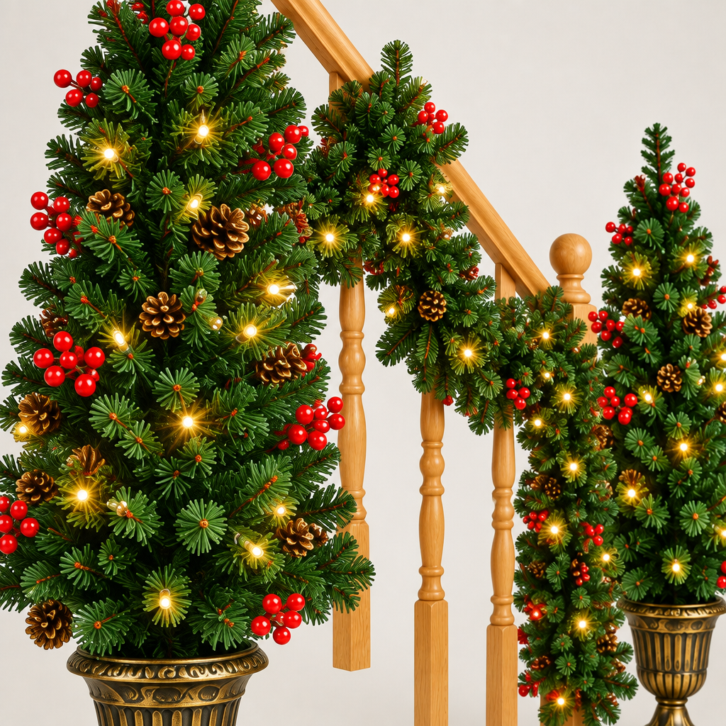 Prelit Holiday Garland detail