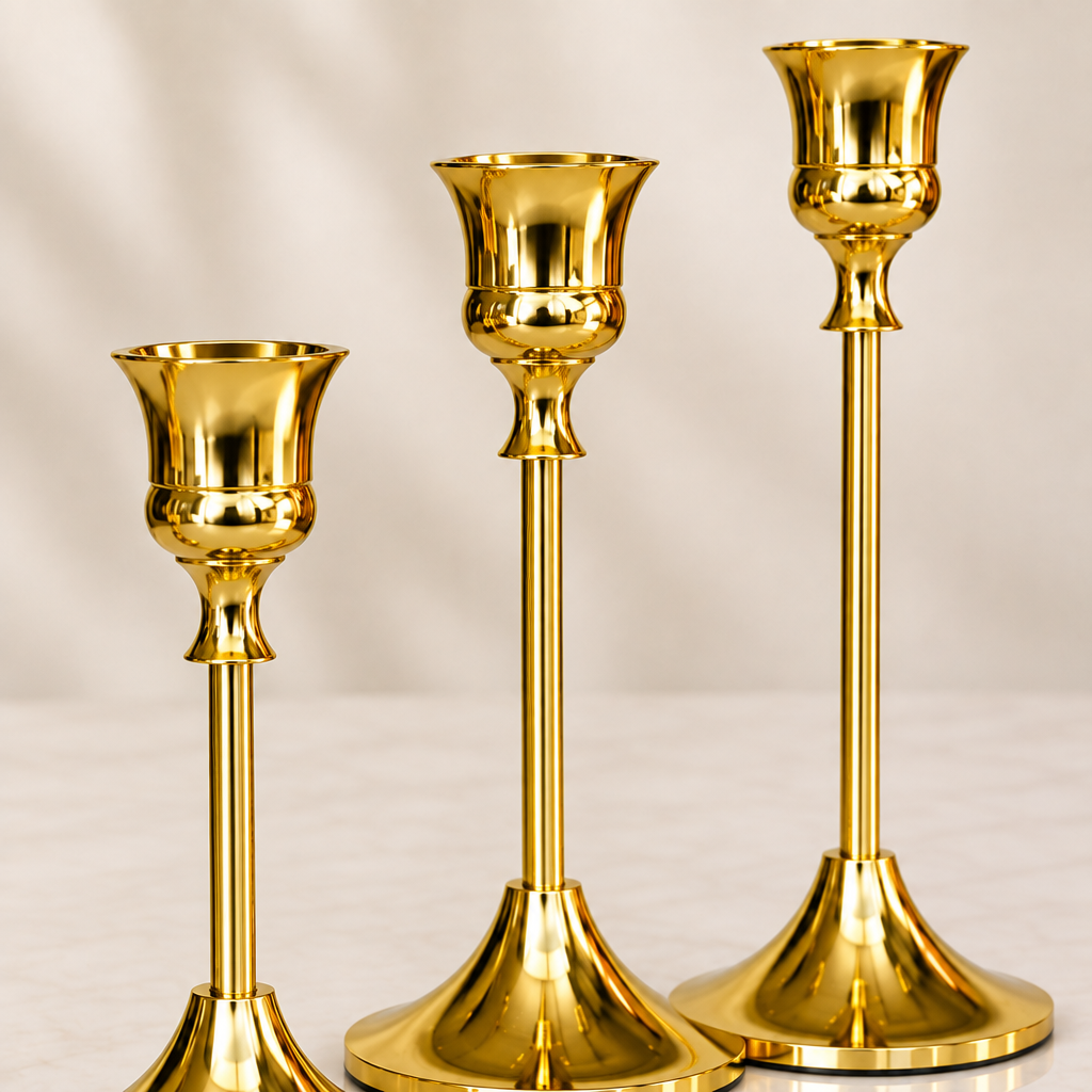 Gold Taper Candlestick Holders detail