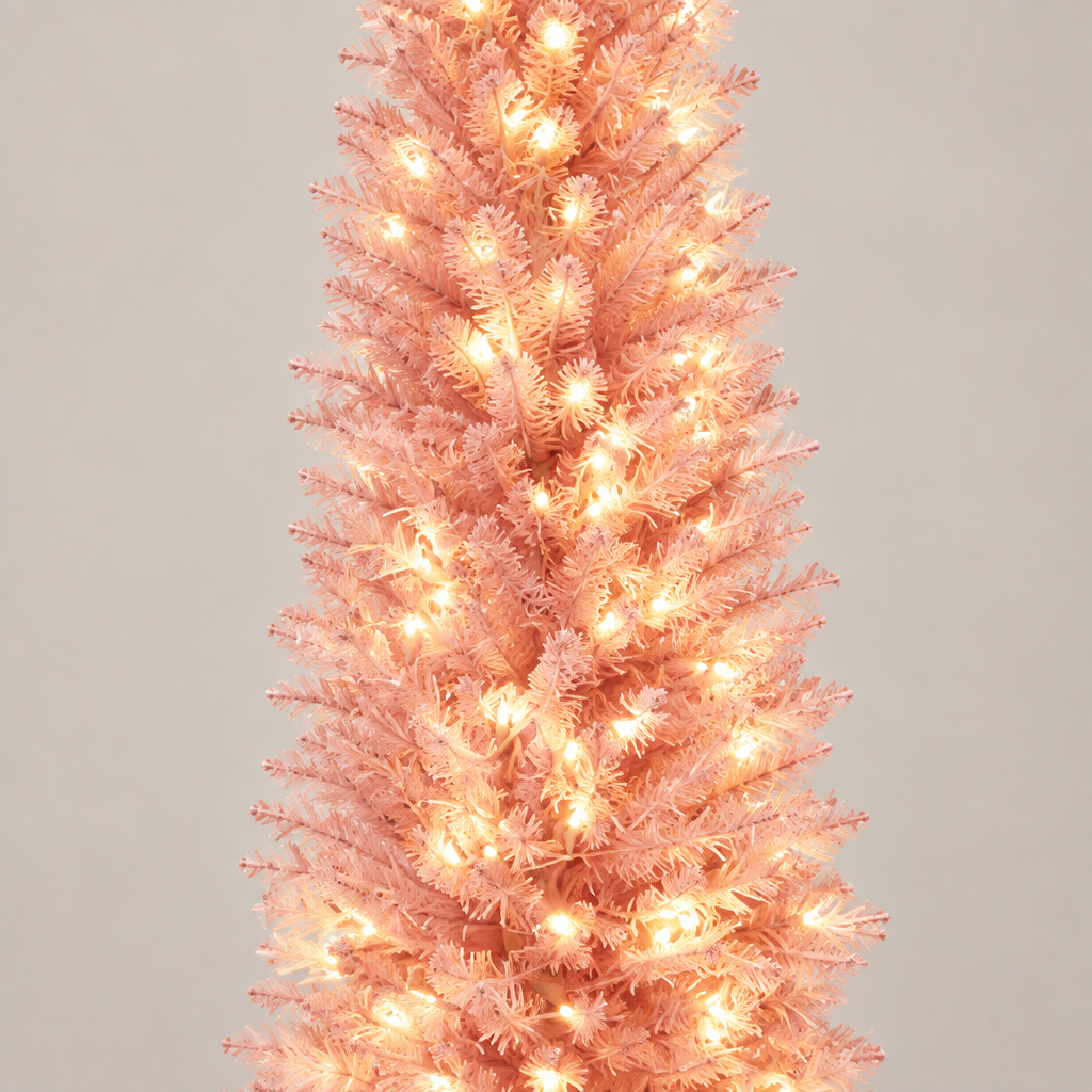 7ft Pencil Christmas Tree Pink detail